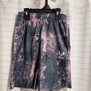 Messi Kids Tie-Dye Shorts - Pink and Gray